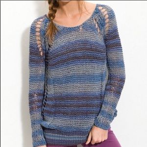 Free People 'Desert Moon' Blue Marled Crochet Top